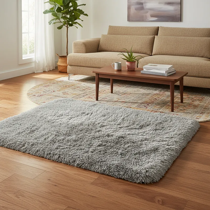 Alfombra Nórdica Pelo Largo 62x42cm Antidesl. Multiuso Suave