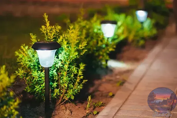 Stake pathway lights on path