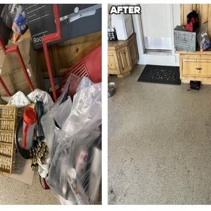 A before and after picture of a messy room.
