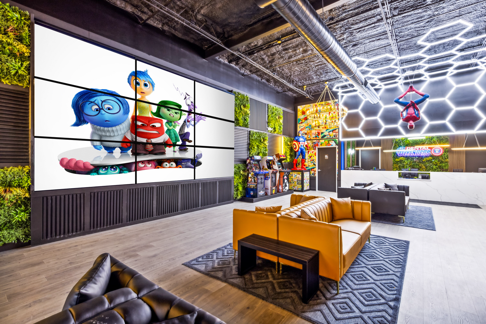 Dental Defenders - Lewisville - Lobby - Arcade- 25ft-HDTV