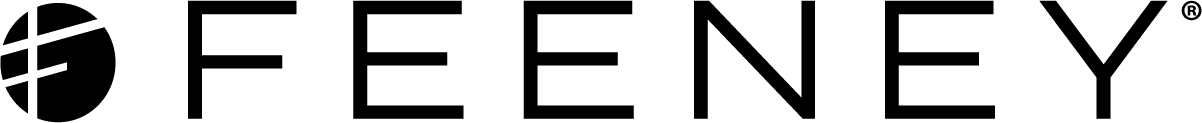 FEENEY logo in black text with a circular emblem on a white background