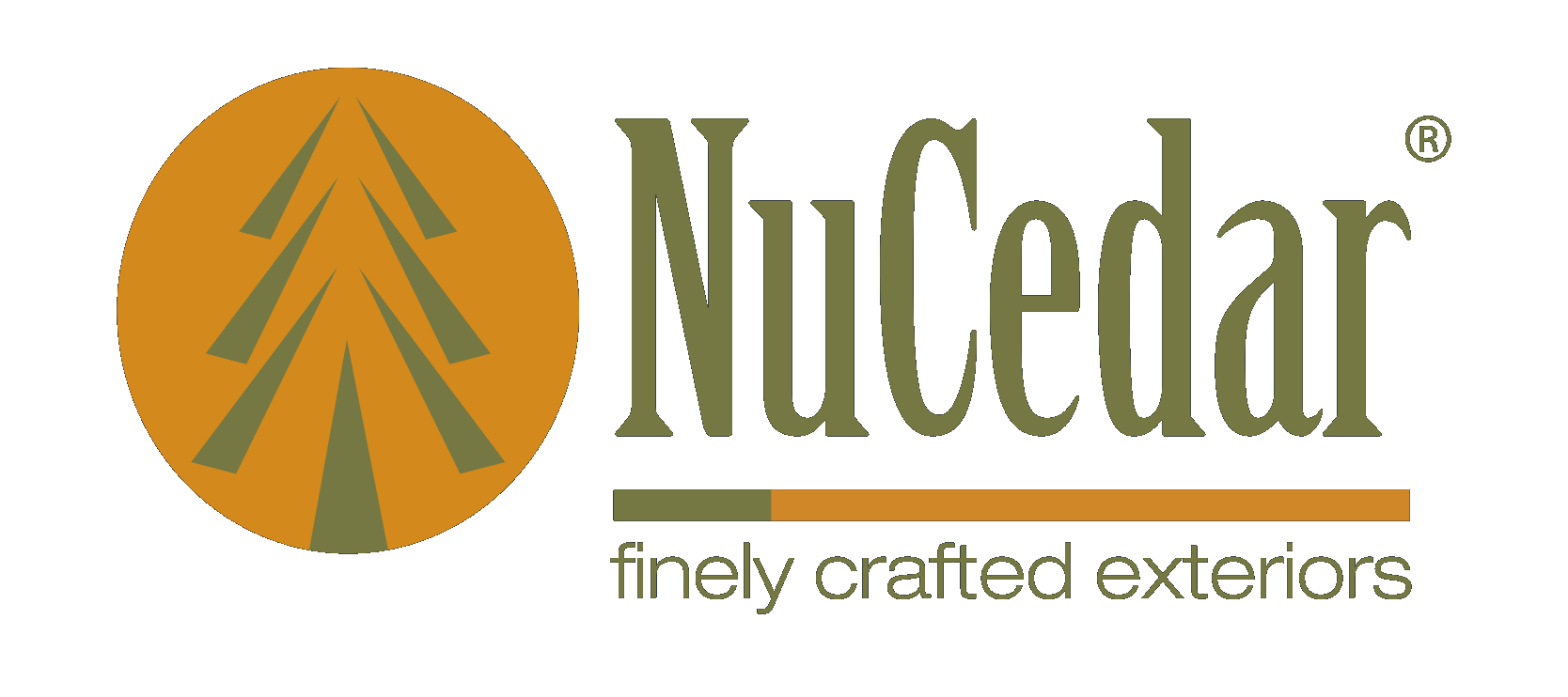 NuCedar logo with orange tree icon and tagline “finely crafted exteriors”
