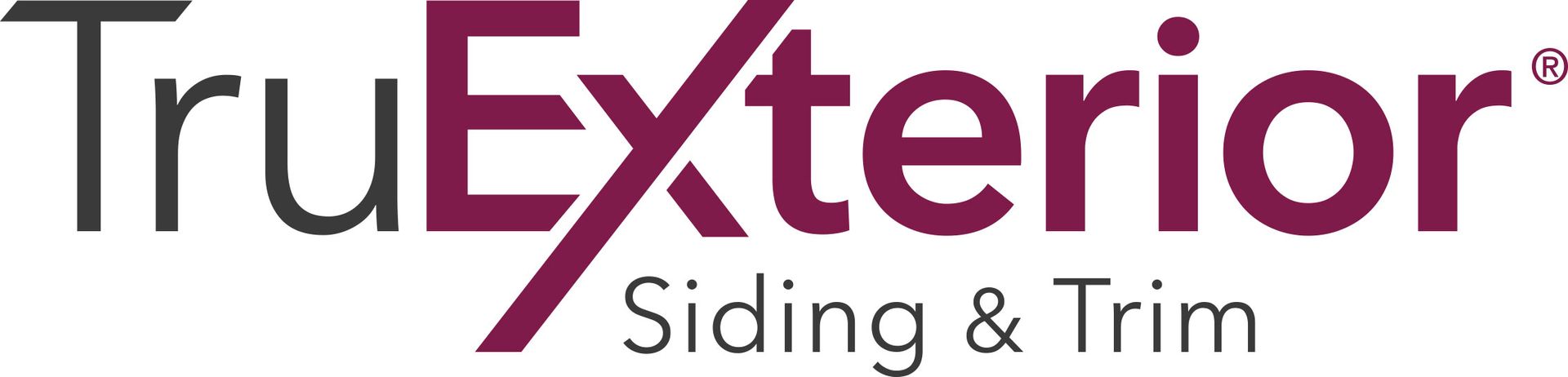 TruExterior Siding & Trim logo in gray and maroon on a white background