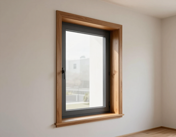 Finestra in legno-alluminio installata in un ambiente moderno