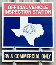 A sign for an official vehicle inspection station in texas