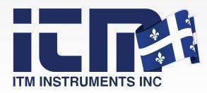 Logo d'ITM Instruments Inc. avec texte bleu foncé et illustration du drapeau du Québec.