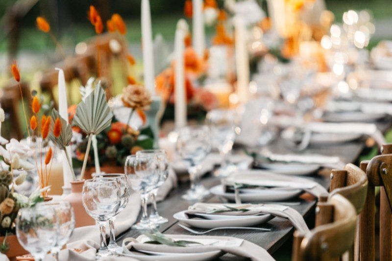 Boho Rustic Wedding table setting with candles