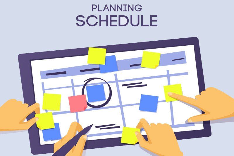 Master DIY party planning with this party planning timeline to help you organize a successful event from beginning to end. a person is planning their schedule on a tablet