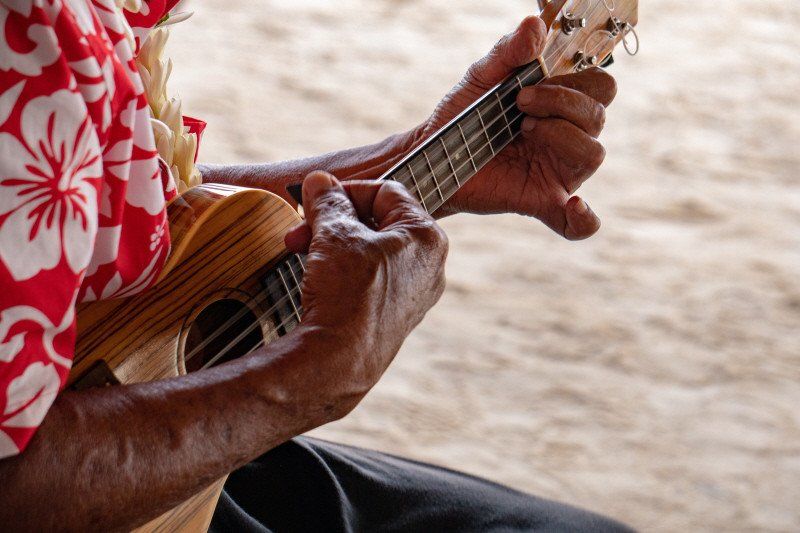 Hawaiian Party Musician playing the Ukelele