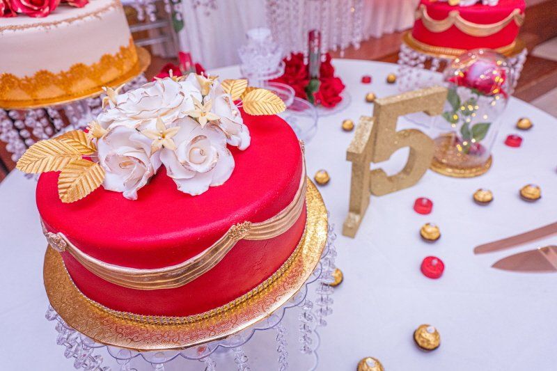 Teen birthday party Quinceanera Sweet 16 cake table decorations