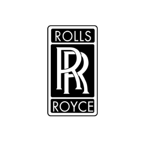 Rolls-Royce logo: Black and white vertical rectangle with 