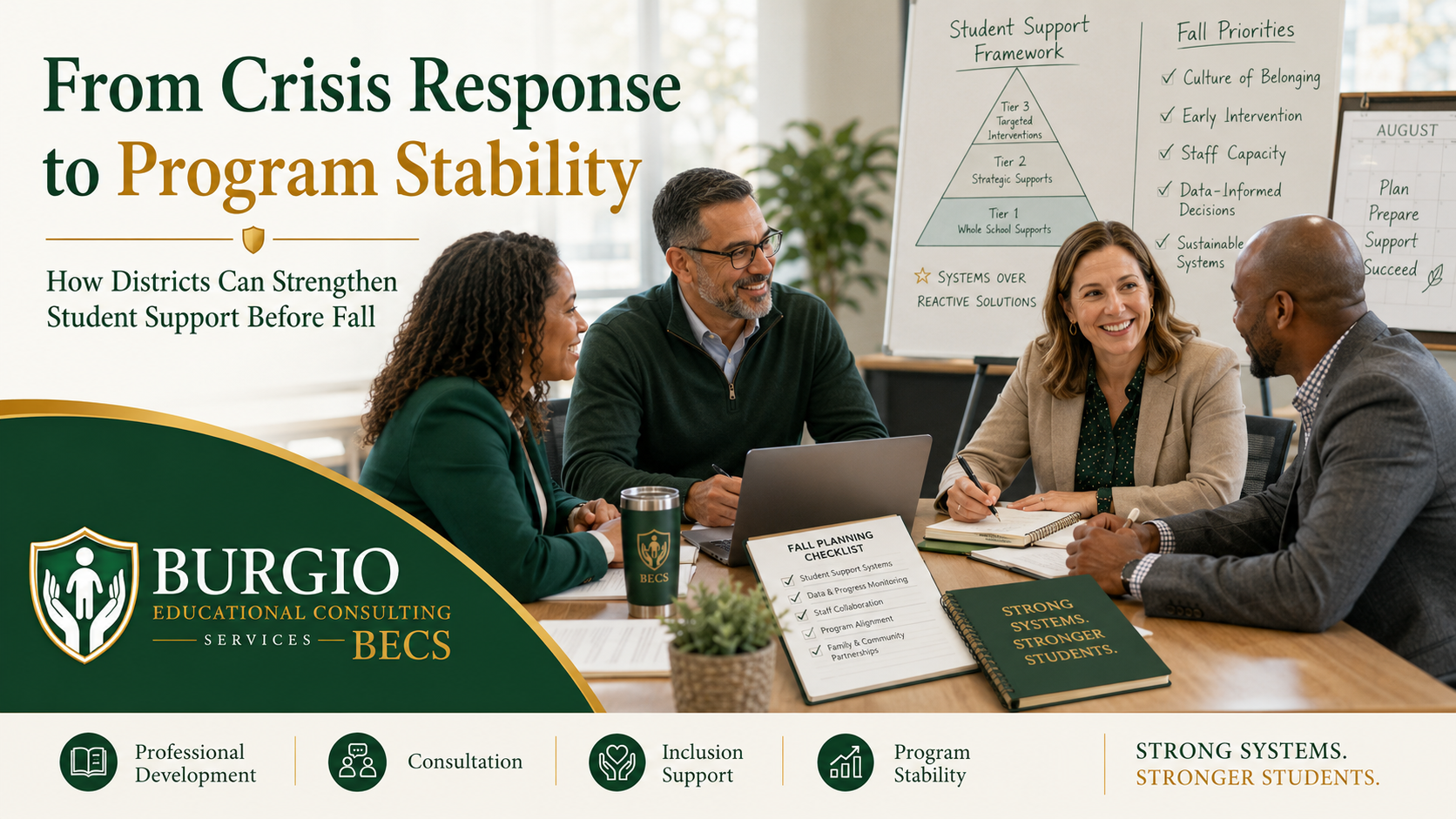 BURGIO Educational Consulting Services logo with green shield icon and BECS text
