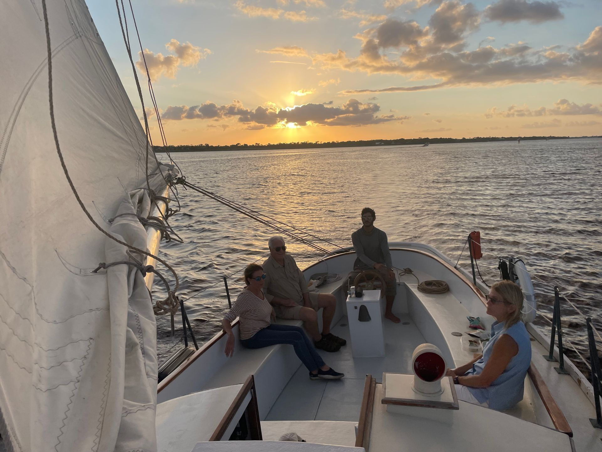 Boat tour while the sun is setting