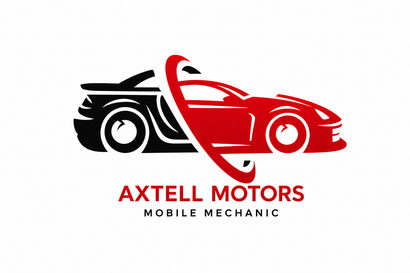Axtell Motors logo with a black-and-red car silhouette and the words “Axtell Motors Mobile Mechanic”