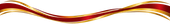 Abstract gold, red, and white flowing ribbon wave on a white background