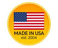 Gold seal with U.S. flag and text “MADE IN USA est. 2004”