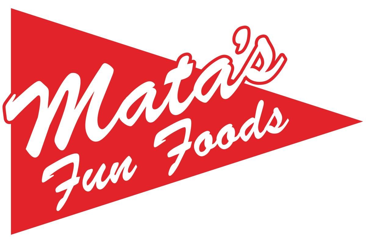Red logo reading “Mata’s Fun Foods” in script on a red pennant shape