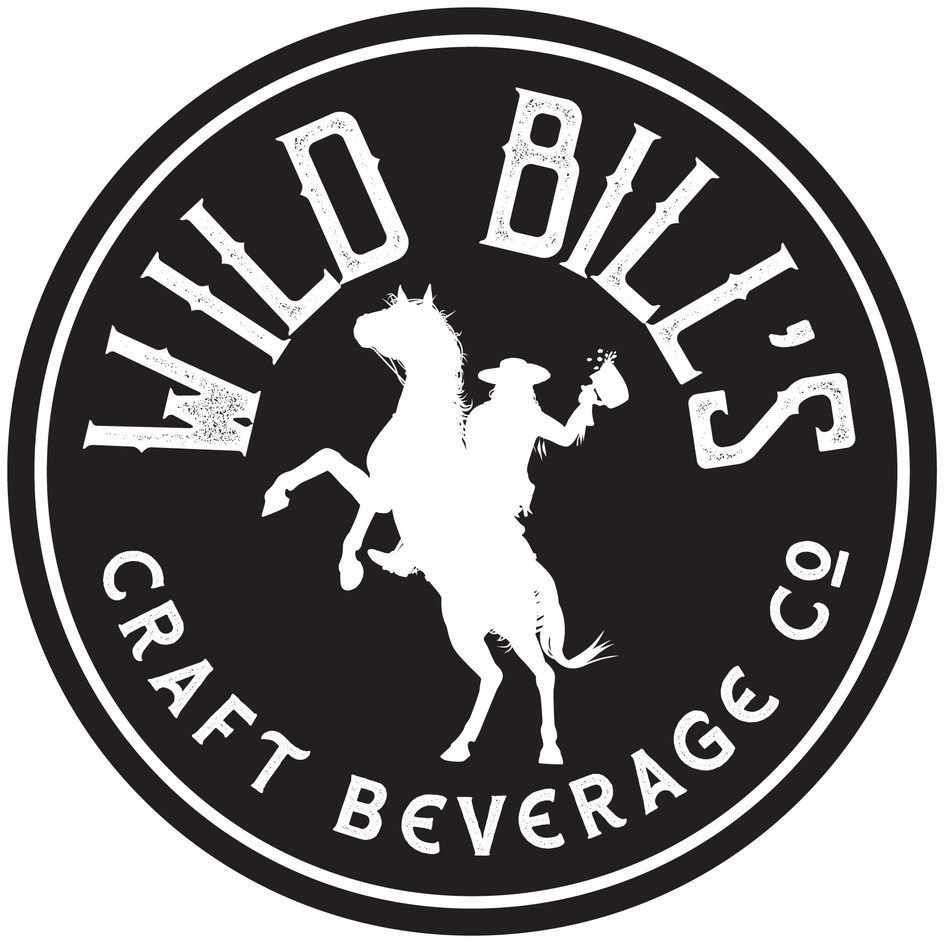 Wild Bill’s Craft Beverage Co. logo with a rider on a rearing horse in a circular black-and-white seal