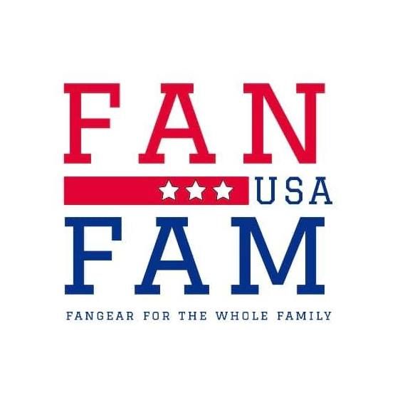 FAN FAM USA logo with red and blue text and slogan “Fangear for the Whole Family”