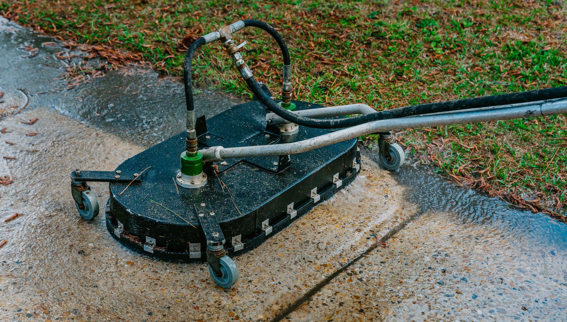 Professional pressure washing of a managed property exterior in Atlanta