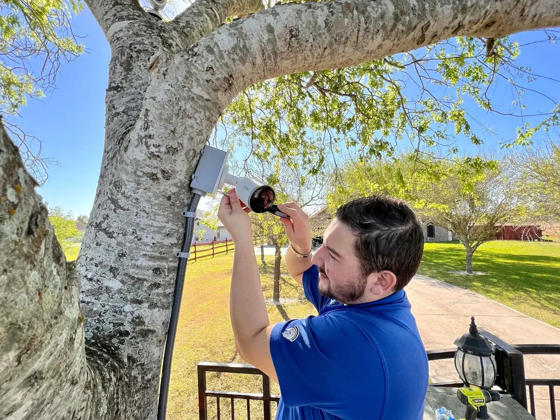 A surveillance camera installation in Rancho Viejo, TX by Spartan Home Security