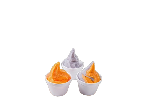 A white cup filled with french fries on a white background.