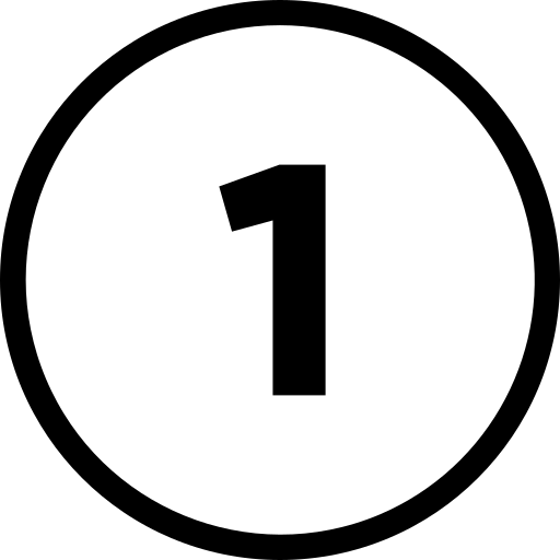 The number 1 is in a circle on a white background.