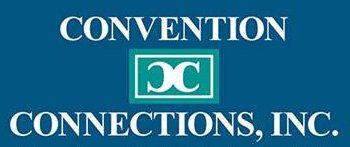 The convention connections inc logo is on a blue background.