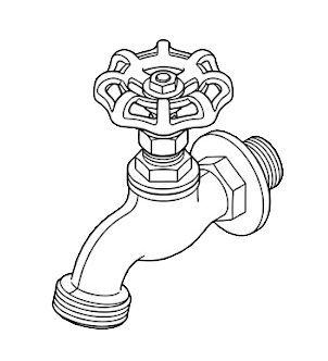 Illustration of a metal outdoor water spigot