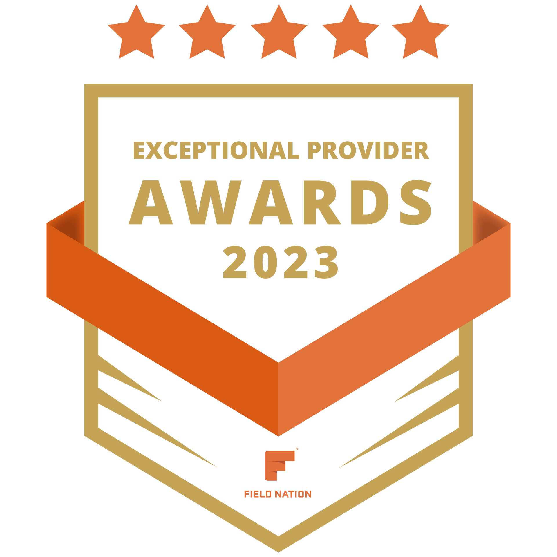 A badge certifying the TechXpress won the exceptional provider award for 2023