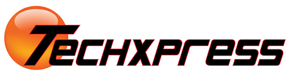 A logo for techxpress is shown on a white background