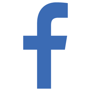 A blue facebook logo on a white background.