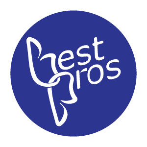 A blue circle with the words best pros on it