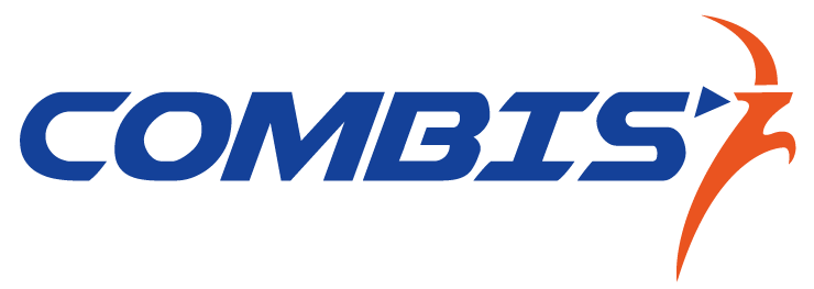 COMBIS logo in blue with an orange stylized figure on a white background