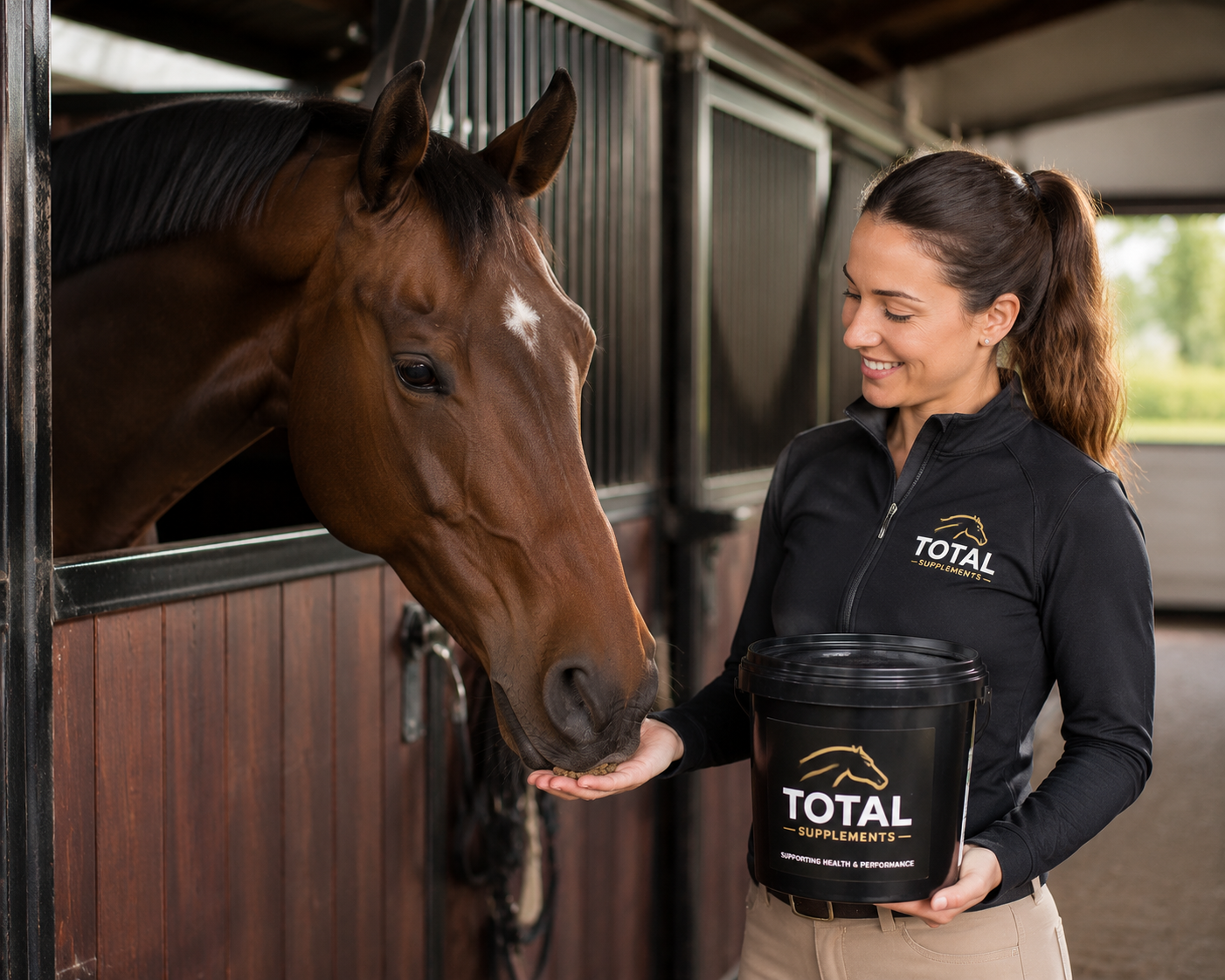 horse supplements feeding horse in stable care routine