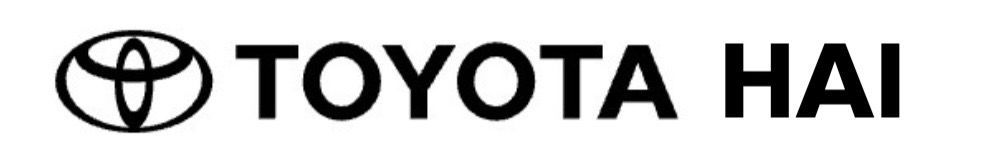 Logotipo do Toyota Hai. Texto preto com o logotipo da Toyota &agrave; esquerda.