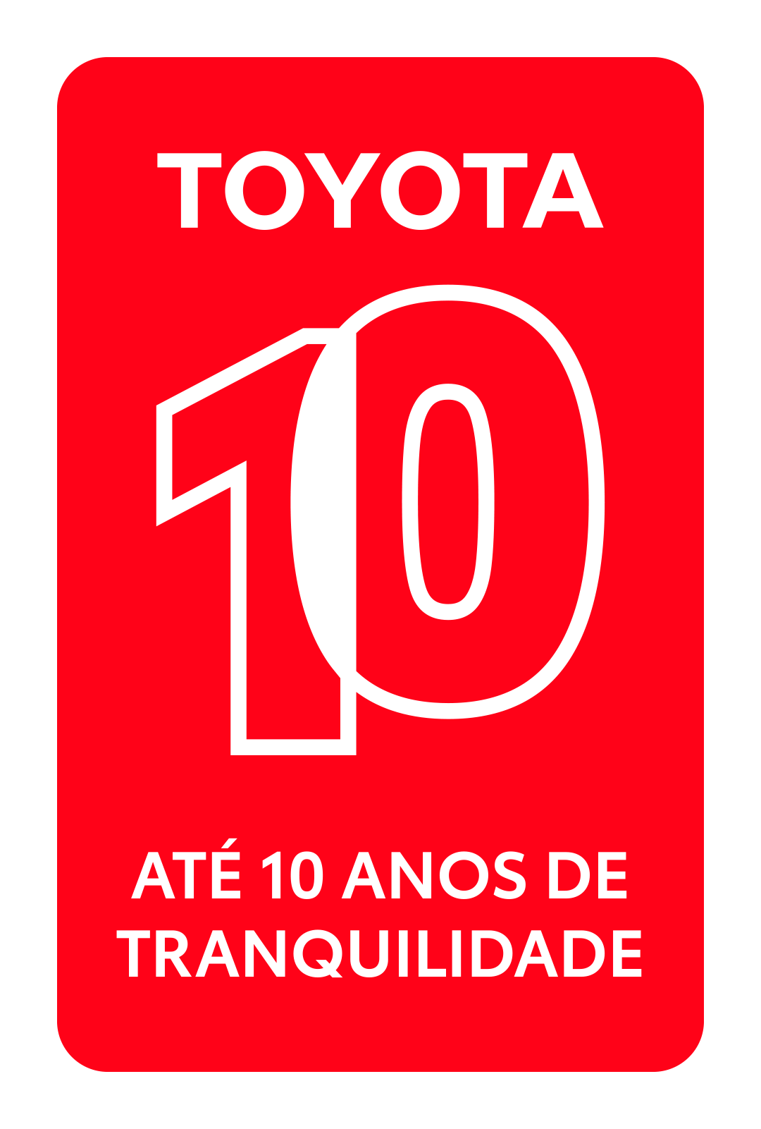 Red Toyota badge with the number 10 and text: 