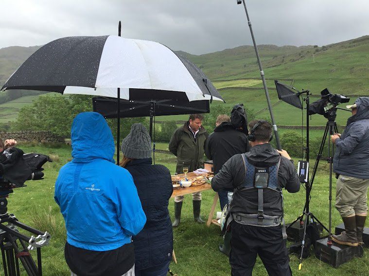 James Martin filming Islands to Highlands Series Episode 12 Lake District at High Hurst Farm