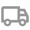 Une icône de camion de livraison gris sur fond blanc.