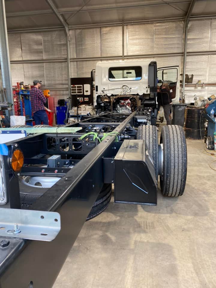 Truck With Long Trailer In The Workshop — Towing Service In Cobar, NSW