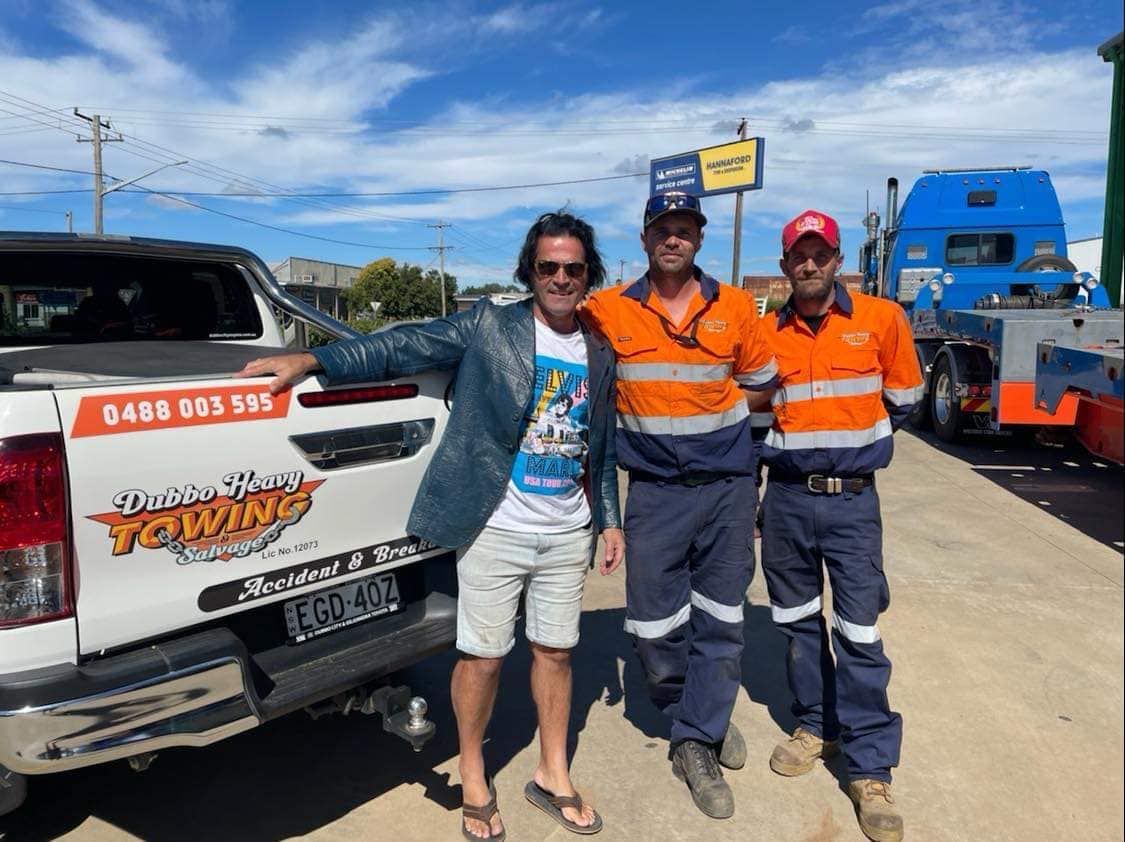 Two Man Beside The Pick Up — Towing Service In Coonabarabran, NSW
