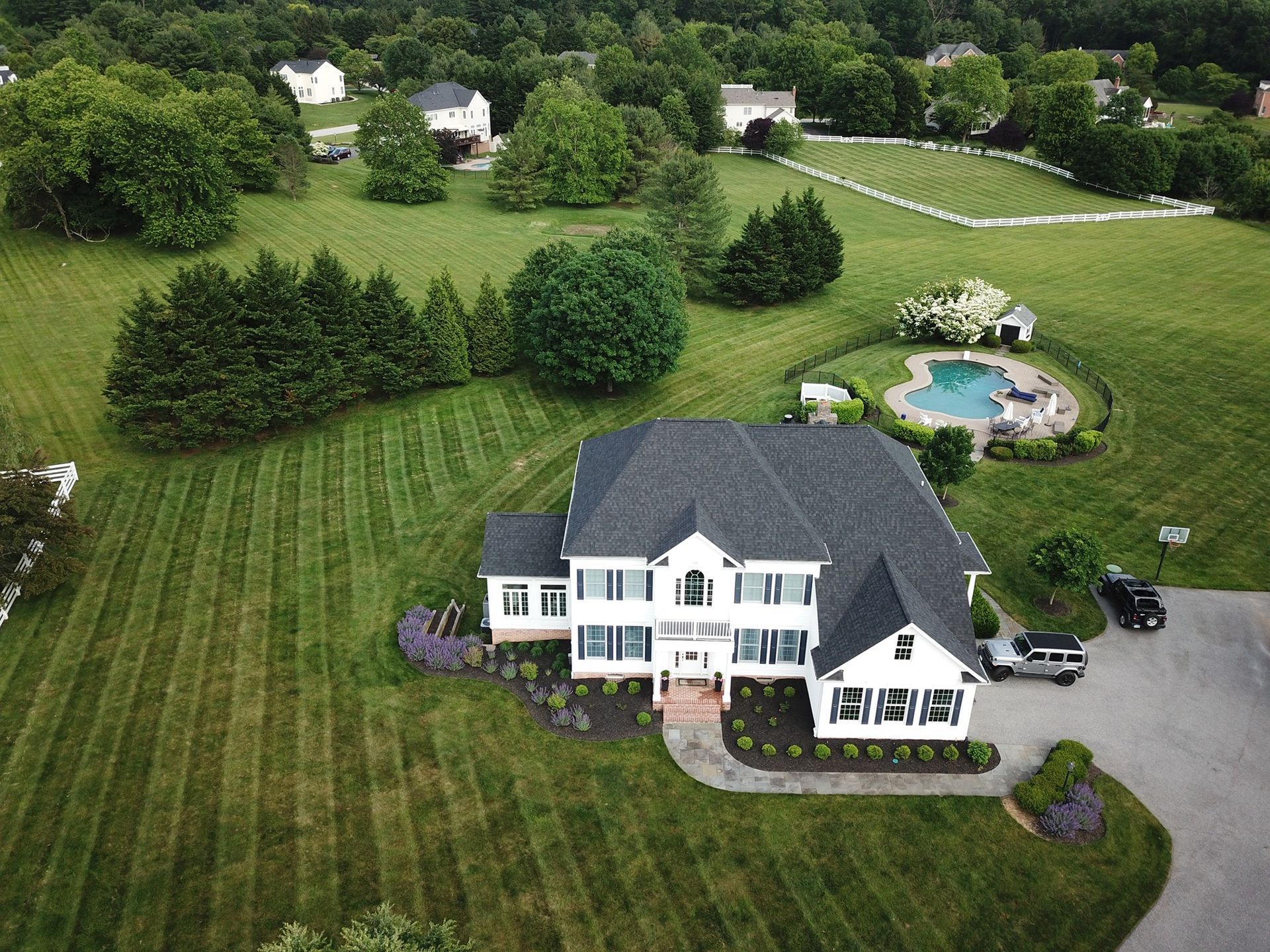 Large house with a complete roof installation in Maryland