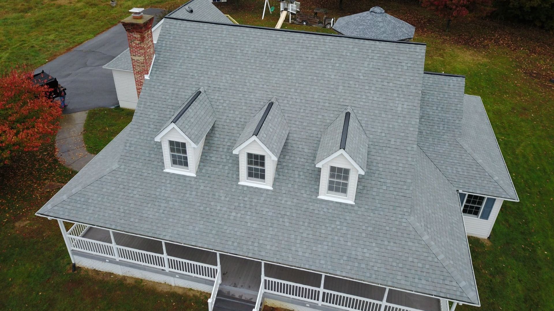 Overhead picture of a new roof installed by roofing expert