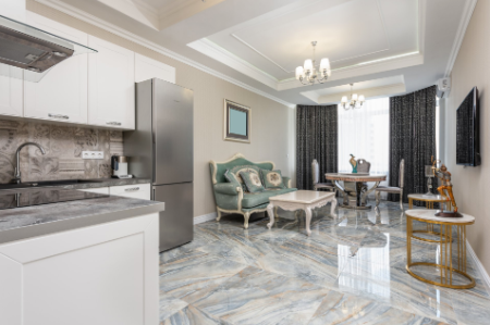 Ceramic tiled kitchen floor