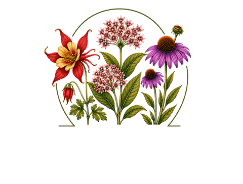 Watercolor bouquet of red, pink, and purple wildflowers with green leaves on a white background