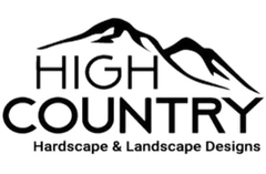 A black and white logo for High Country Hardscape & Landscape Designs LLC