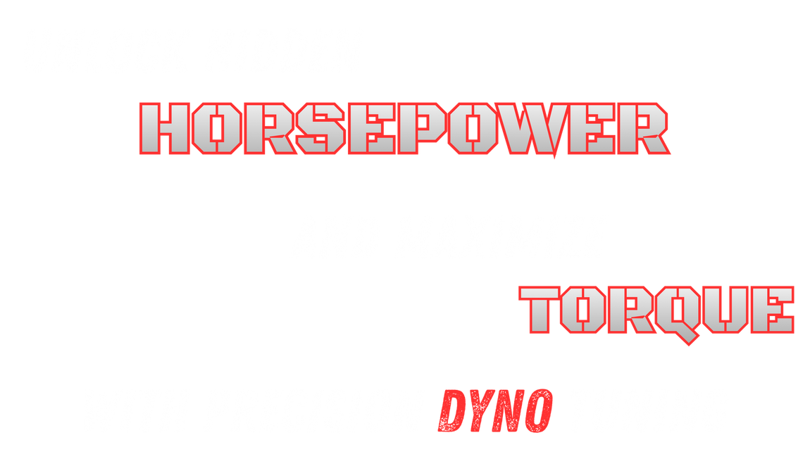“HORSEPOWER,” “TORQUE,” and “DYNO” 
