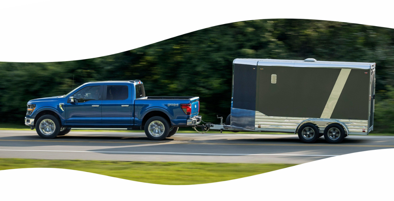 Ford F-150 towing work trailer