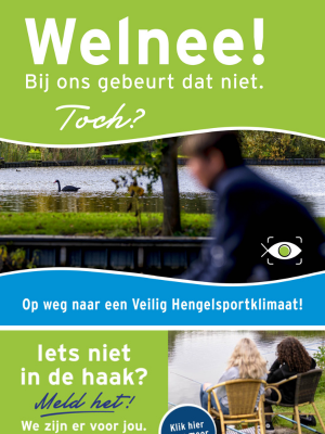 Foto van een banner voor de campagne van Sportvisserij Nederland.