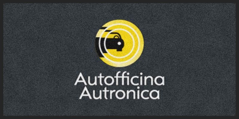 Logo di Autofficina Autronica su sfondo scuro con icona circolare gialla di un'auto e testo bianco.